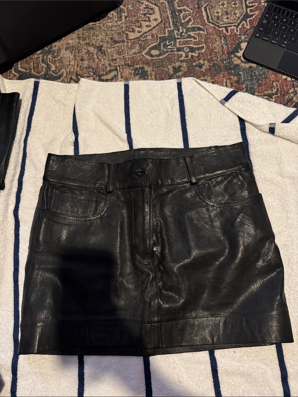 Dolce & Gabbana 100% Lambskin Leather Black Mini Skirt IT 38